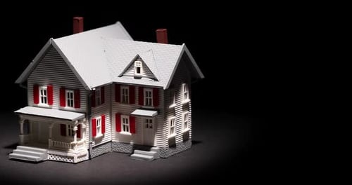 Detailed Model House on Black Background