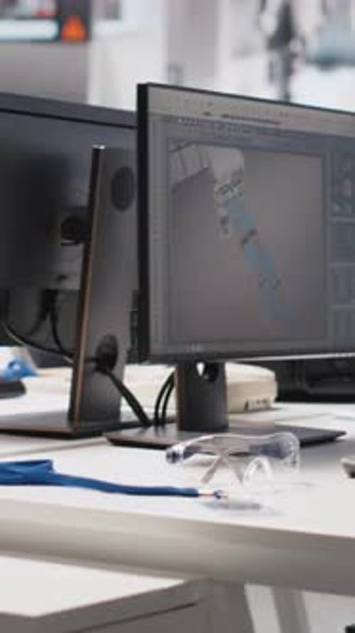 Vertical Video Computer Software in Photovoltaics Factory Used for Optimizing Production