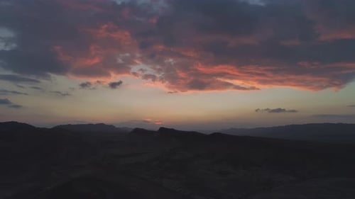 Aerial view of the Negev Desert mountains during sunset