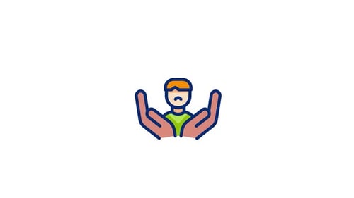 Animated Flat Design Icon: Hands Supporting a Sad Person