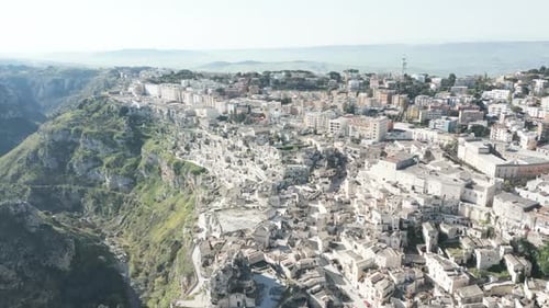 Aerial video of the small town of Matera in southern Italy