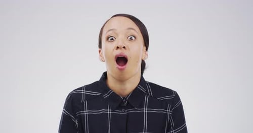Woman Making Funny Faces in Studio Close Up