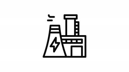 Animated Factory Line Icon Revealing Power Elements