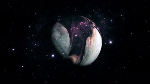 Abstract Cosmic Planet Rotation with Starfield Background