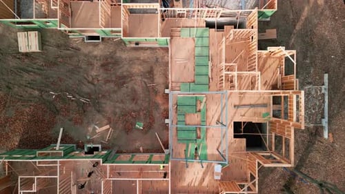 Aerial View of a New House Construction Site