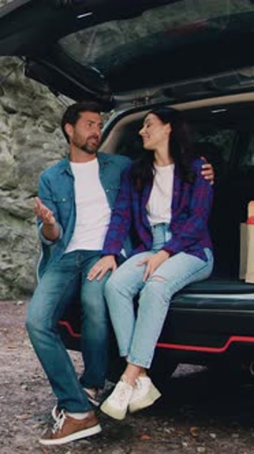 Family Having Fun on Road Trip in Nature