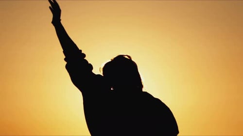 Dancing Woman Silhouette In Sunset Light 2