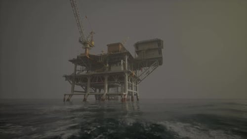 Una plataforma petrolífera en alta mar en la vasta extensión del océano