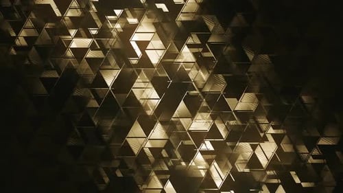 Abstract Shimmering Golden Geometric Triangles Loop Background