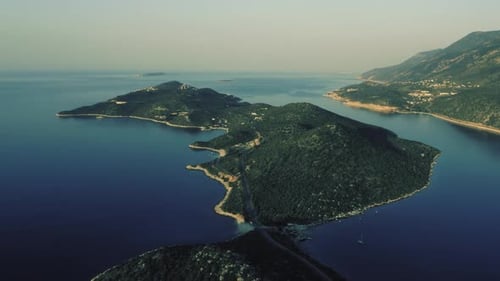 Landscape From Above with the Mountains and Sea Bay