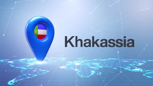 3D Location Pin with Flag and Text Reveal on Digital World Map