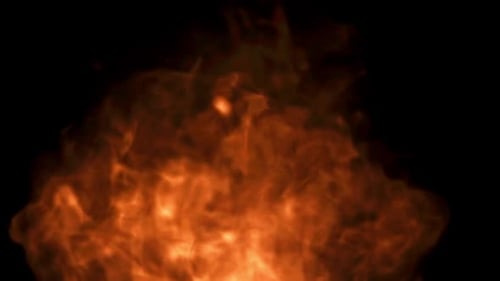 Helle Flammen auf schwarzem Hintergrund, gefilmt mit einer Hochgeschwindigkeitskamera mit 1000 Bildern pro Sekunde