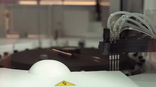 Close up of medical lab analysis machine