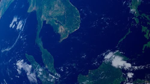 Thailand From Space. Asia From Space Orbit. Blue Planet Earth. Globe