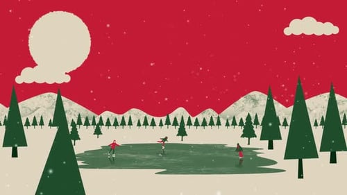 2D Background of Children Ice Skating