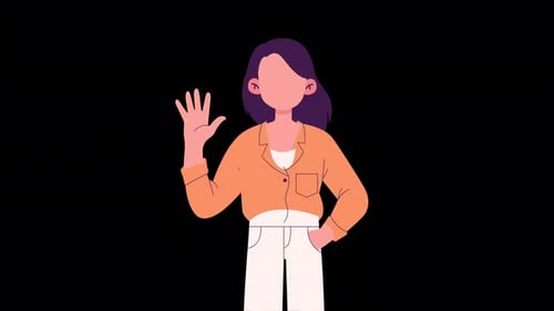 Animated Flat Design Waving Person Transparent Background