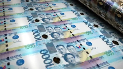 Philippines Peso money banknotes printing seamless loop