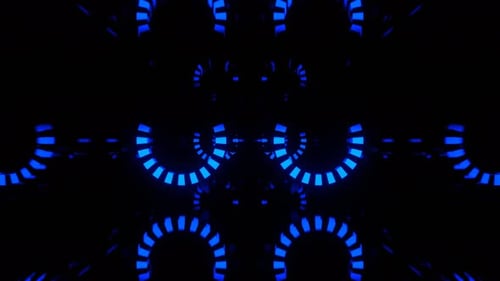 Blue Huge Rotating Gears With Neon Elements Background Vj Loop In 4K