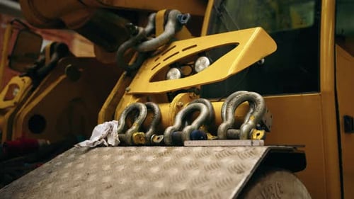 Heavy Duty Shackles on Industrial Crane Platform