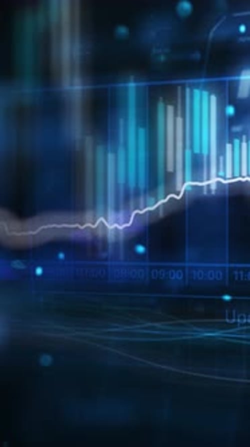Futuristic Digital Stock Market Candlestick Chart Animation
