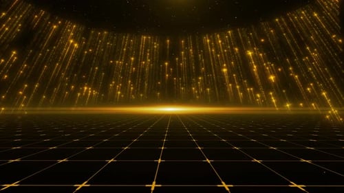 Elegant Golden Particle Rain Loop for Awards Background