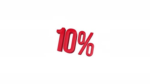 Rotating 3D Red 10 Percent Sign Animation