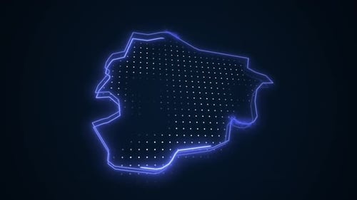 Futuristic Neon Digital Map Outline Reveal