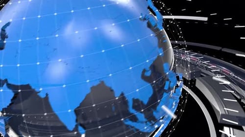 Animationsdesign, das sich um einen Globus dreht. Digitale Nachrichten Konzept