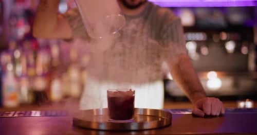Bartender Show Drink Presentation Glass Smoke Pub