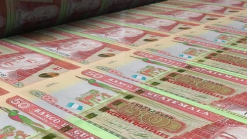 Guatemalan Quetzales Banknotes Printing Process Animation