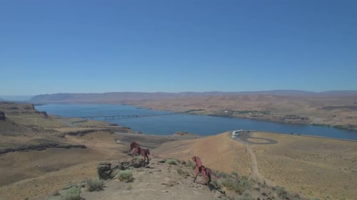 Columbia River Gorge with Wild Horses Monument in Washington