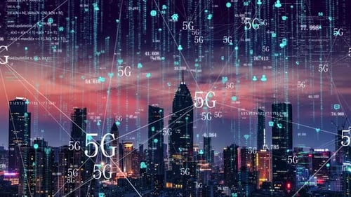 Smart City with 5G Network Signal Coverage and High-Speed Wireless Connectivity