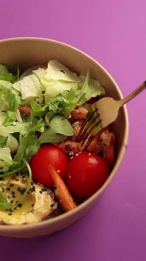 Salad from a healthy diet. Close up. Delivery