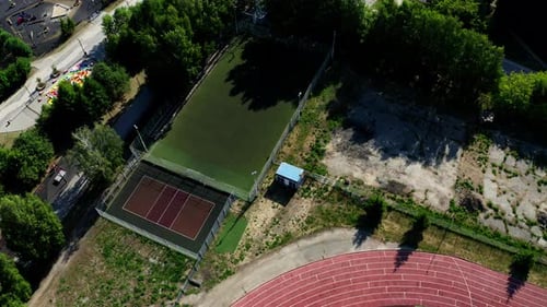 Aerial View of Sports Complex on Sunny Day