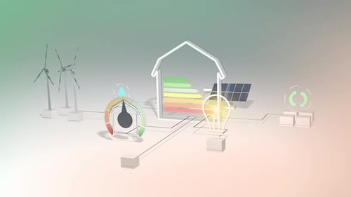 Concept of energy efficiency energy rating sustainable development animation