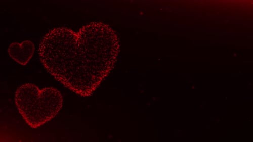 Red Glowing Particle Hearts Romantic Motion Background