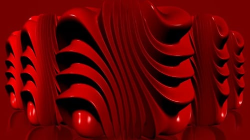 Red Background with Cubes of Plasma, Reflection, Exclusive, Unique Design, 3D Render