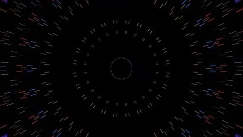 4K of smooth lines waves glittering light effect on round shape in center, black background