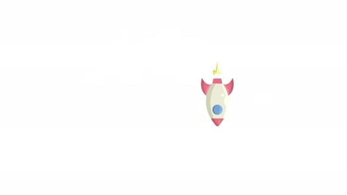 Animationsvideo mit flacher Raketen-Symbole