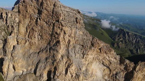 Majestic Sight of the Rocky Ridge with Vertical Walls and Incredible Mountain