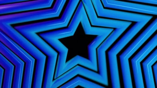 Glatte Rotation des Hintergrunds von Sternformen auf einem isolierten schwarzen Hintergrund