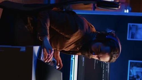 Developer Typing Code in Home Office to Develop Software Application