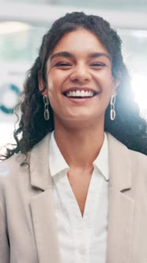 Happy, professional and face of businesswoman in office with confidence for finance career growth