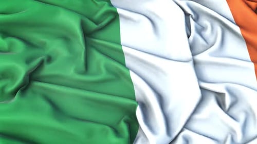 Realistic Animation of Ireland Flag Waving with Fabric Texture