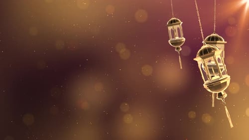 Elegant Ramadan Lanterns Hanging Celebration Loop Background