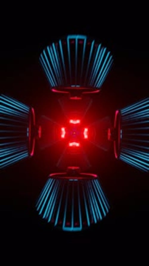 Vidéo verticale d'impulsions rythmiques au néon créant un motif disco dynamique dans une boucle VJ envoûtante