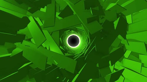 3D object green color geometric tunnel loop background