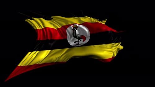 Realistic Uganda Flag Waving Seamless Loop Animation