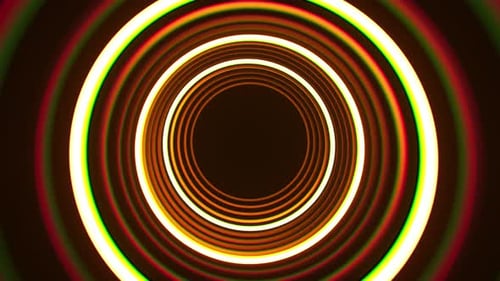Neon Glowing Circles Tunnel Loop Background
