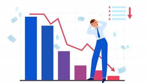 Corporate Business Graph Showing Financial Loss and Crisis